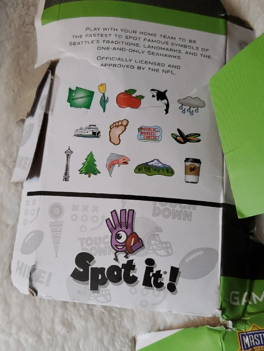 Spot It! NFL Seattle Seahawks Card Game | Family Travel Game | New/Open Box